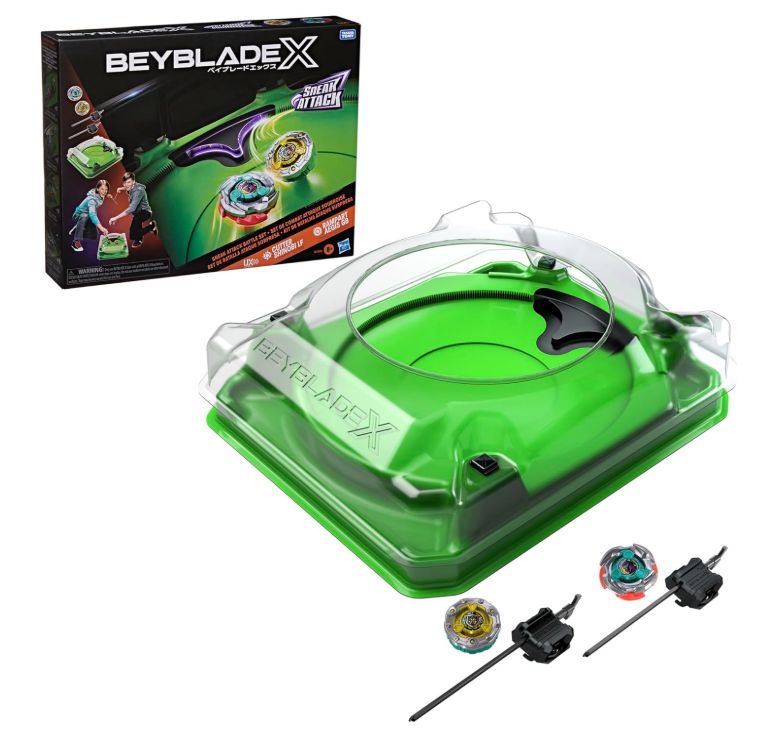Hasbro Beyblade X, Set da Battaglia Sneak Attack con Arena Beystadium, 2 trottole con Rotazione a Destra di Takara Tomy, trottole da Battaglia Giocattolo, 2 lanciatori, dagli 8 Anni in su