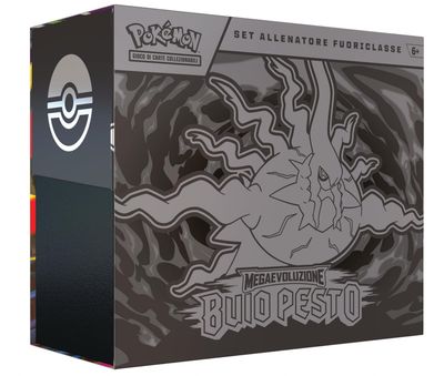 Pokémon Set Allenatore Fuoriclasse dell’espansione Megaevoluzione - Buio Pesto del GCC Pokémon (1 carta promozionale a figura intera, 9 buste di espansione e accessori premium), Edizione in Italiano