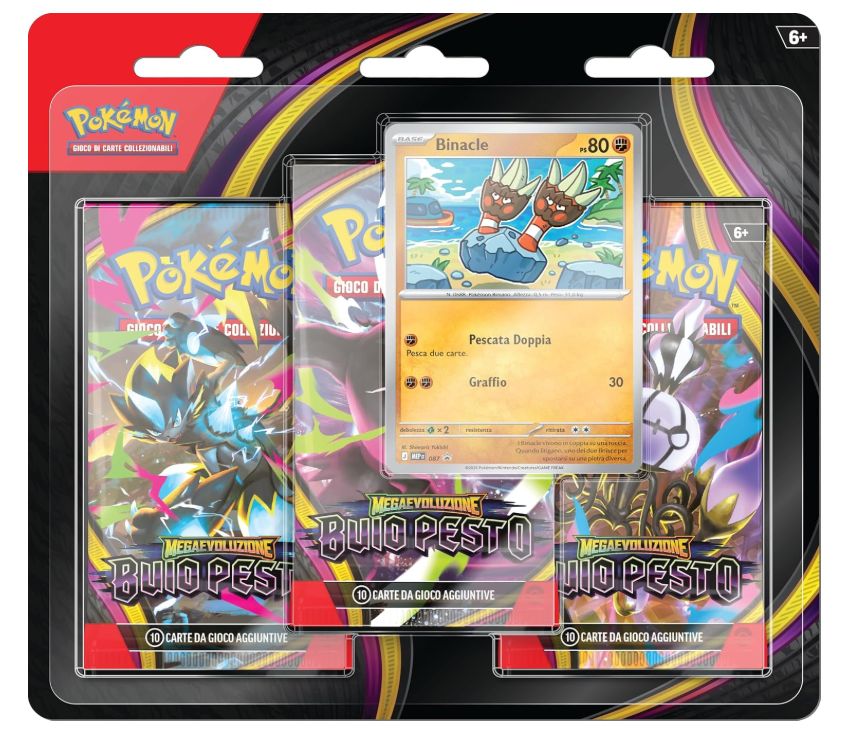 Pokémon: confezione da tre buste dell’espansione Megaevoluzione - Buio Pesto del GCC Pokémon (1 carta promozionale olografica e 3 buste di espansione), Edizione in Italiano