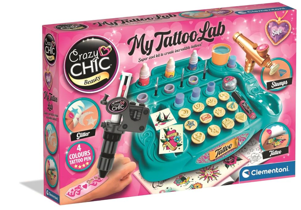 Clementoni Crazy Chic - My Tattoo Lab, Gioco Creativo per Bambine di 6+ Anni, Kit per Creare Tatuaggi Temporanei Personalizzati Clementoni Crazy Chic - My Tattoo Lab, Gioco Creativo per Bambine di 6+ Anni, Kit per Creare Tatuaggi Temporanei Personalizzati