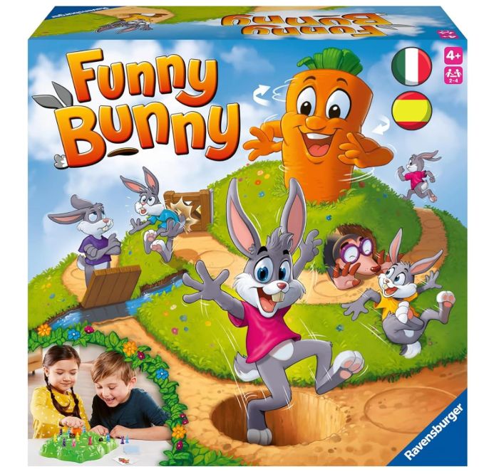 Ravensburger - Funny Bunny, Gioco da tavolo bambini 4+, 2-4 giocatori