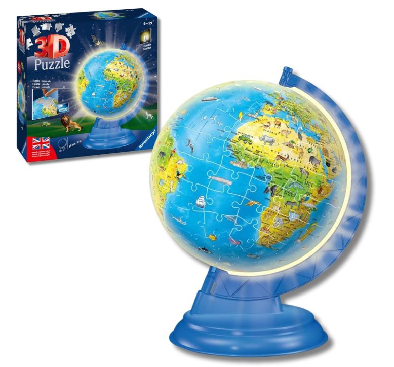 Ravensburger - Puzzle 3D Globo con Luce 180 pezzi, Puzzle bambini 6+ anni