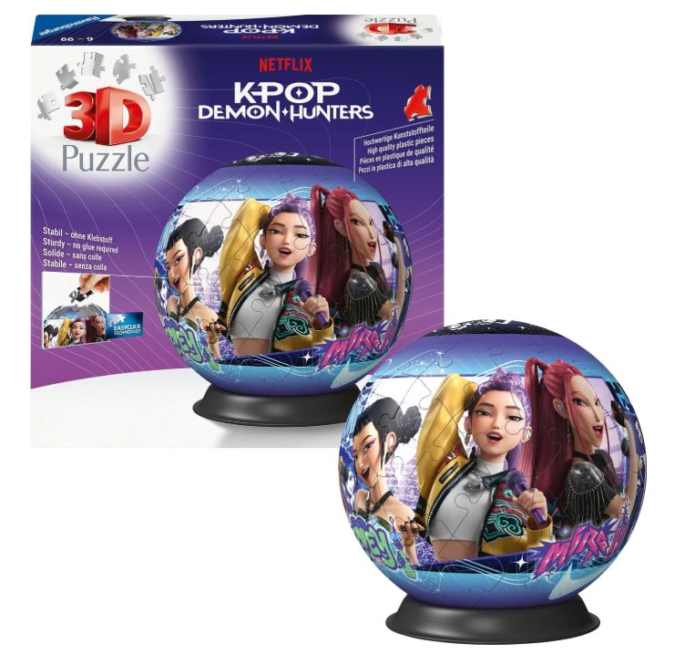 Ravensburger - Puzzleball 72 pezzi: K-Pop Demon Hunters, Puzzle 3d Bambini