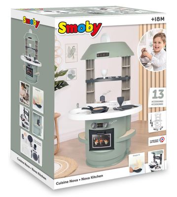 Smoby - Cucina Nova, con 13 accessori, forno, lavello, piano cottura, altezza piano alto 36 cm ideale per bambini dai 18 mesi in sù Smoby - Cucina Nova, con 13 accessori, forno, lavello, piano cottura, altezza piano alto 36 cm ideale per bambini dai 18 mesi in sù