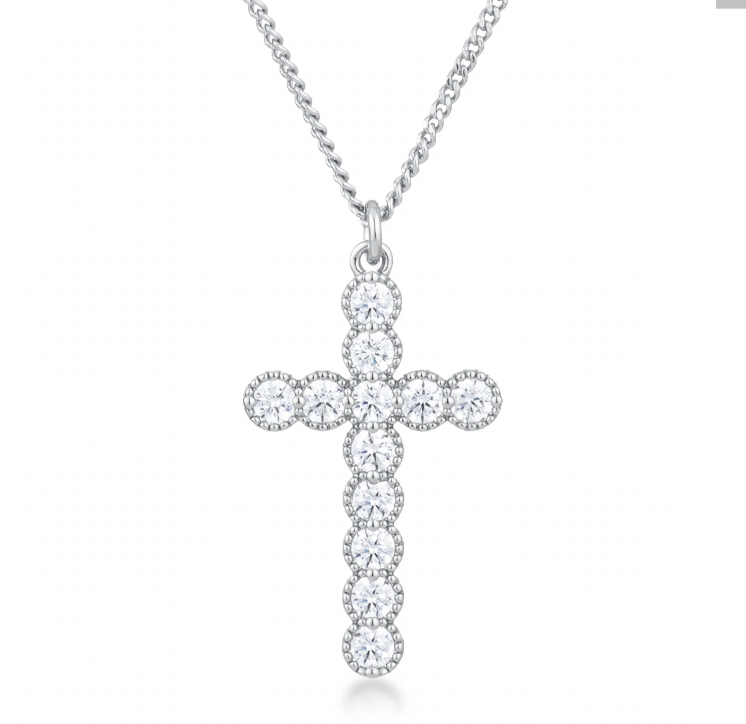 Silvertone Cross Necklace