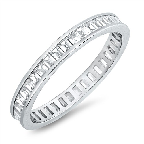 Silver Squared Baguette Band, name: Size 5
