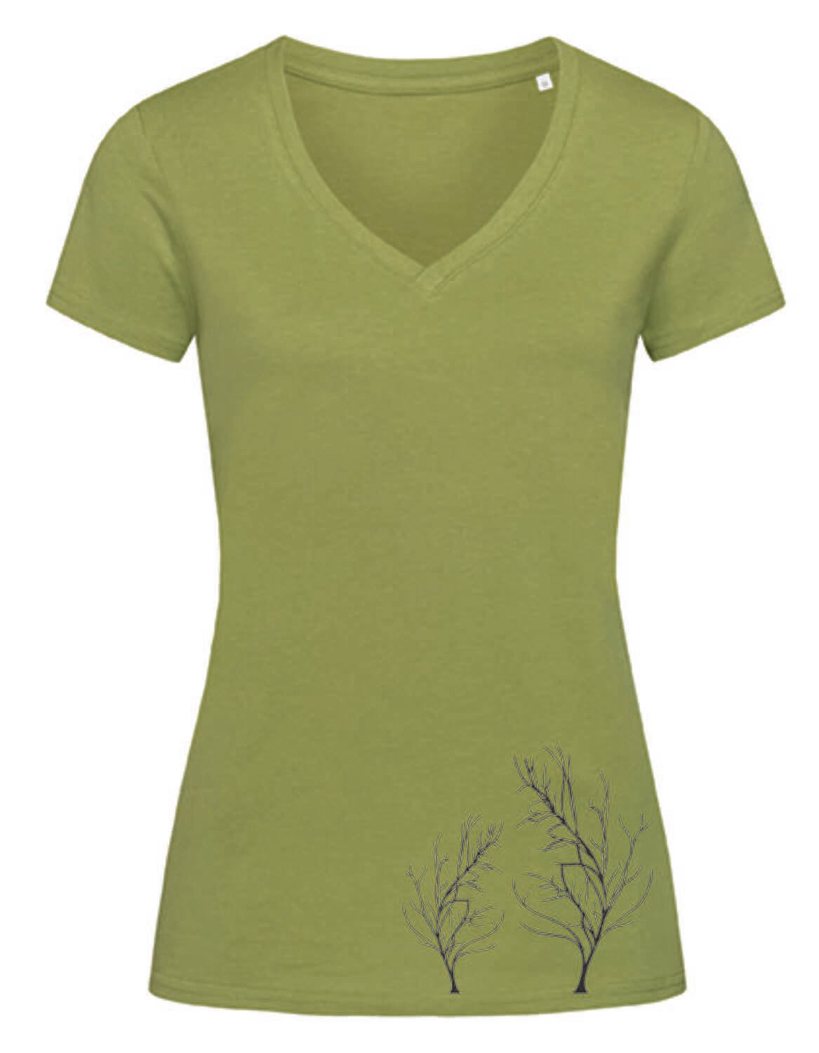 Janet Organic V-Neck Women mit 3-D Print