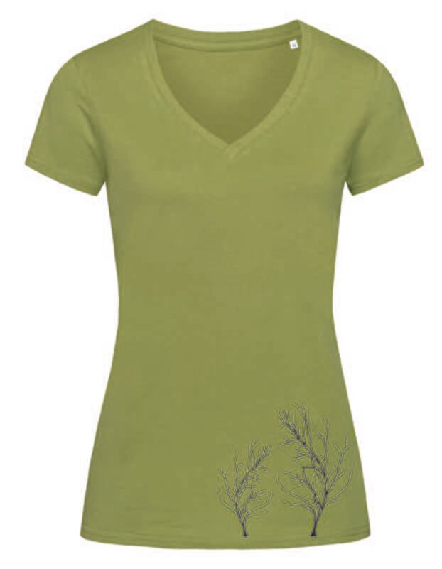 Janet Organic V-Neck Women mit 3-D Print