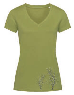 Janet Organic V-Neck Women mit 3-D Print Janet Organic V-Neck Women mit 3-D Print