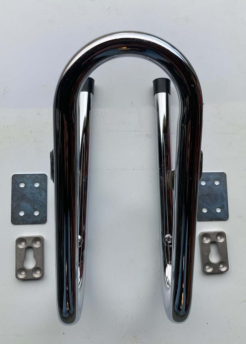 3/5" Wide Removable M/C Wheel Chock, Chrome Finish, Mounting Hardware Included