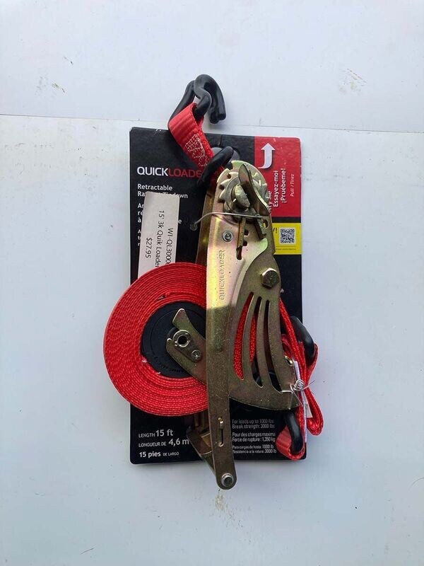 1 1" x 15' Quick Loader Ratchet Strap, 1000# Capacity, Double J-Hooks Easiest to use ratchet strap available! Makes other ratchet style straps obsolete!!