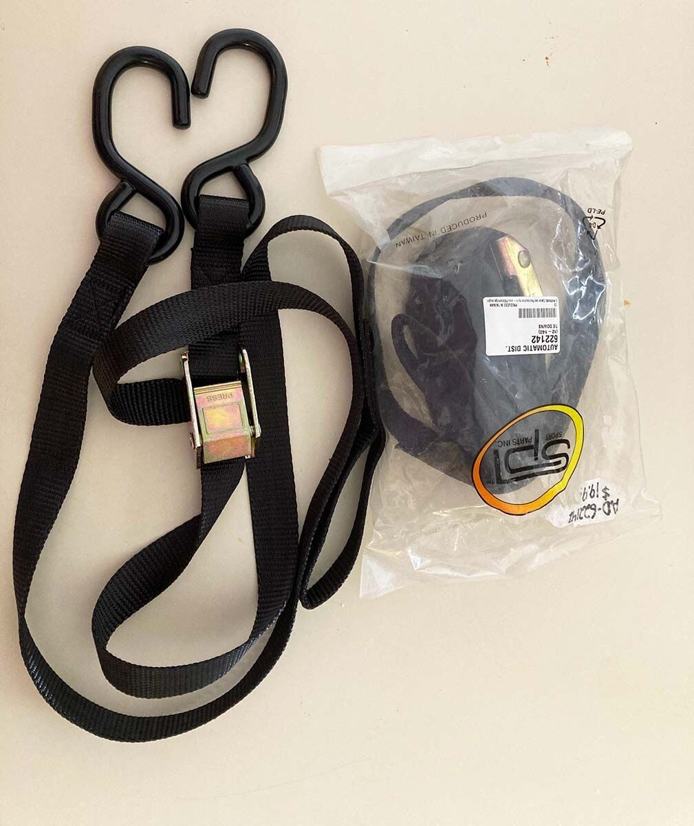 1" x 6' Cam Buckle Straps with Rubber Coated S Hooks