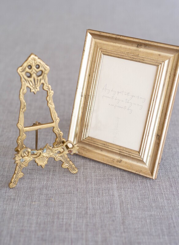 Antique gold table top easel