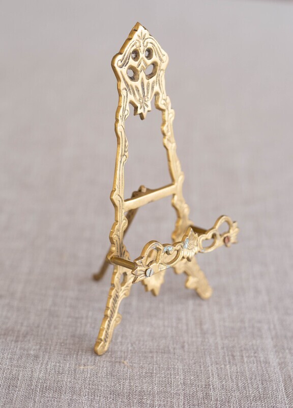 Antique gold table top easel