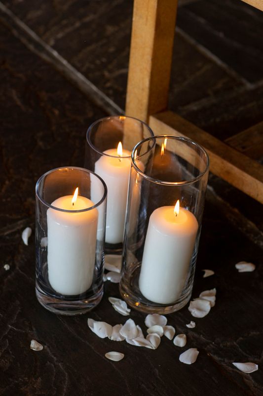 Glass cylinder Aisle trio