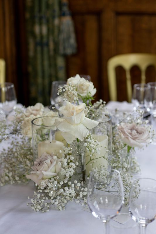 Glass cylinder trio with flower jars Small centrepiece