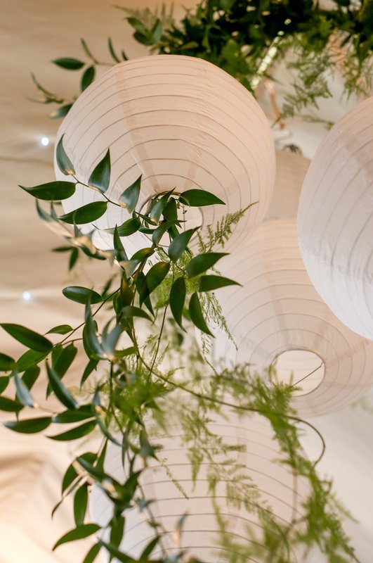 Cluster - Foliage hoop with paper lanterns