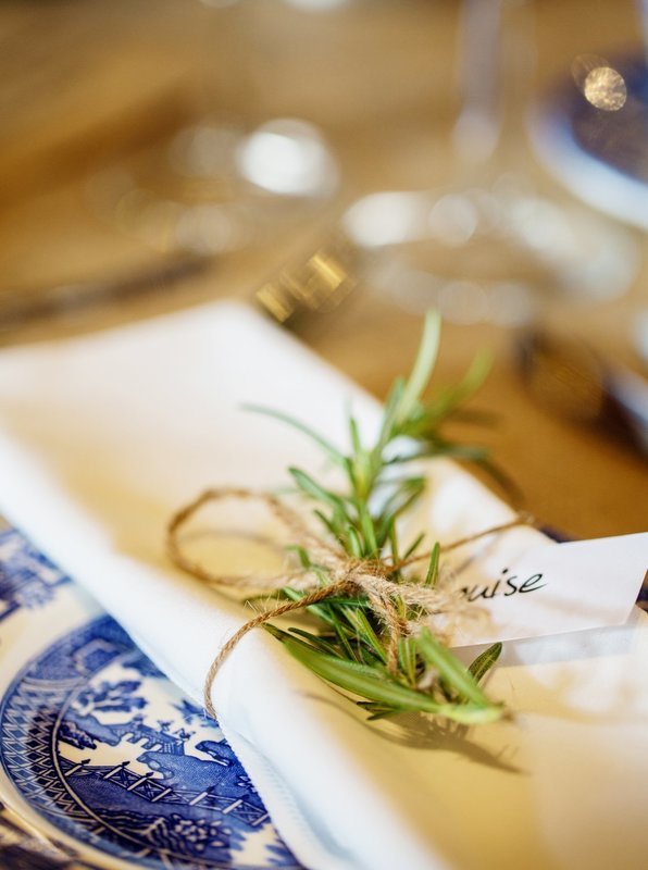 Rosemary or Lavender sprig with Kraft name tag &amp; twine tie