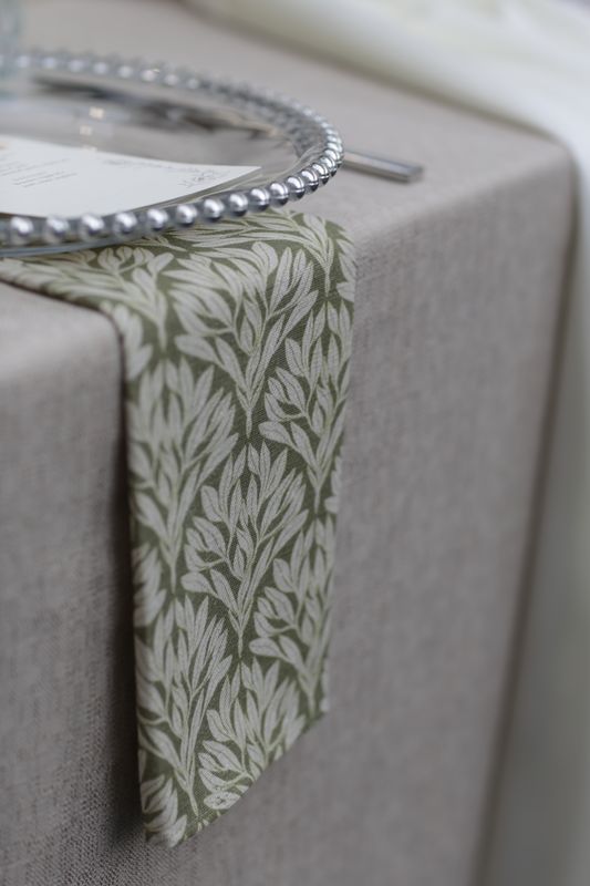 Olive bespoke print linen mix napkins