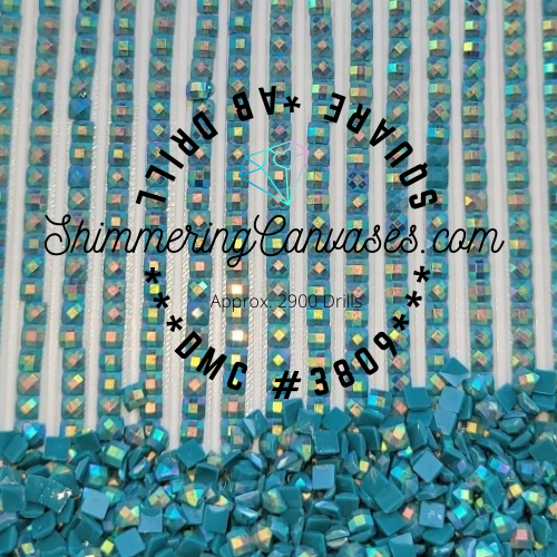 Square AB Drills DMC #3809- Turquoise, Very Dark