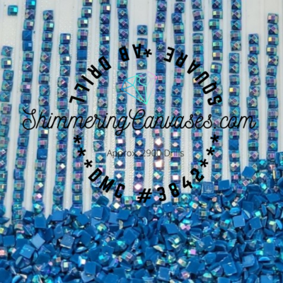 Square AB Drills DMC #3842-Wedgewood, Dark Square AB Drills DMC #3842-Wedgewood, Dark