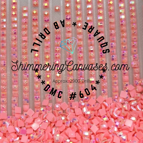Square AB Drills DMC #604- Cranberry, Light x