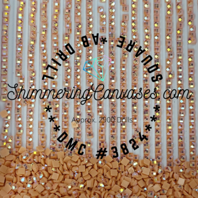 Square AB Drills DMC #3824- Apricot, Light Square AB Drills DMC #3824- Apricot, Light