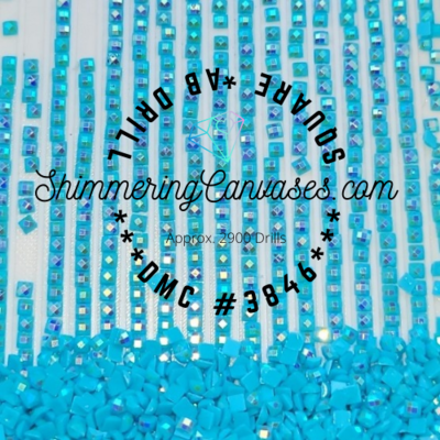 Square AB Drills DMC #3846 Turquoise Bright, Light