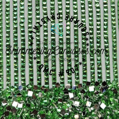 Square Crystal DMC #907- Parrot Green, Light