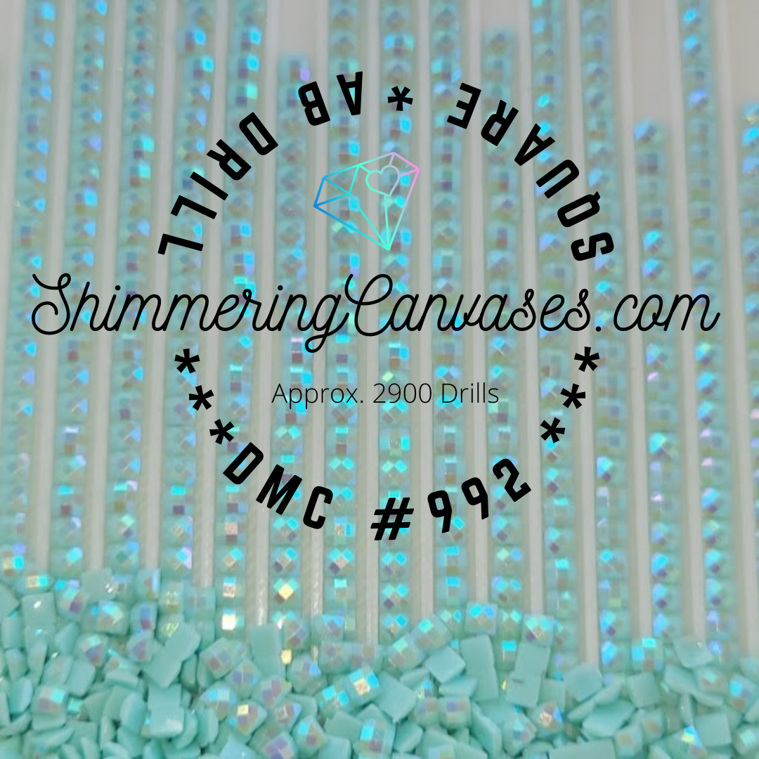 Square AB Drills DMC #992- Aquamarine, Med