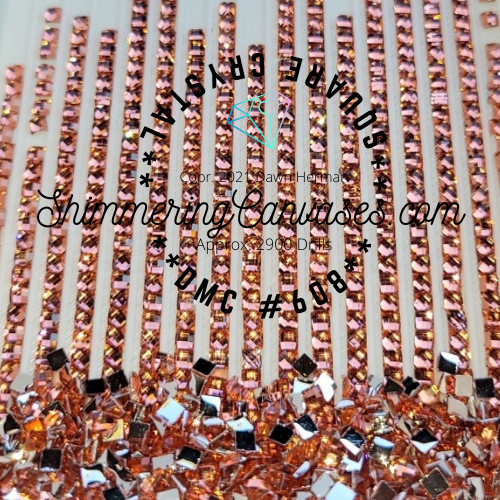 Square Crystal DMC #608- Burnt Orange