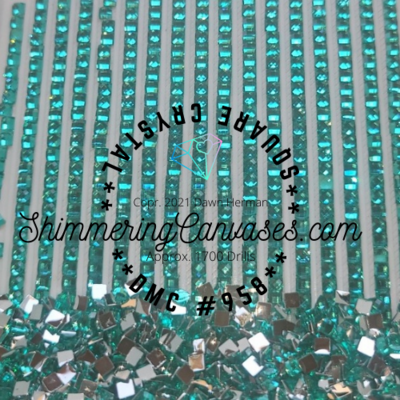 Square Crystal DMC #958 Sea Green Dark