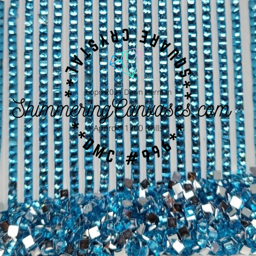 Square Crystal DMC #996- Electric Blue, Medium