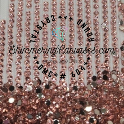 Round Crystal Drills DMC #604 Cranberry, Light