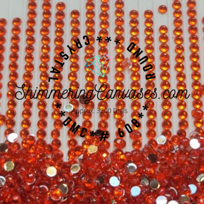Round Crystal Drills DMC #608- Burnt Orange, Bright