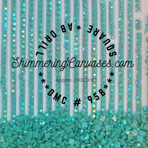 Square AB Drills DMC #958- Sea Green, Dark