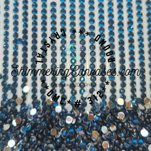 Round Crystal Drills DMC #312- Navy Blue, Light