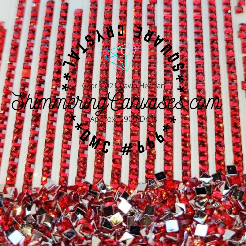 Square Crystal DMC #666- Red Bright