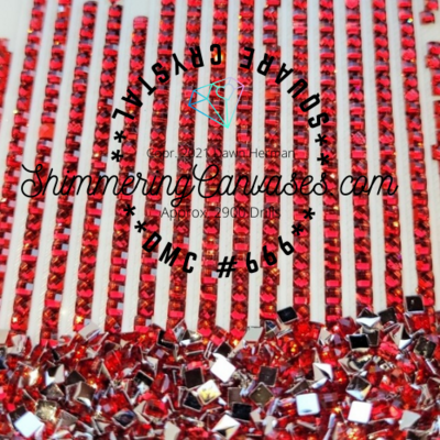 Square Crystal DMC #666- Red Bright