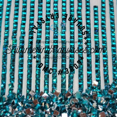 Square Crystal DMC #3809- Turquoise, Very Dark