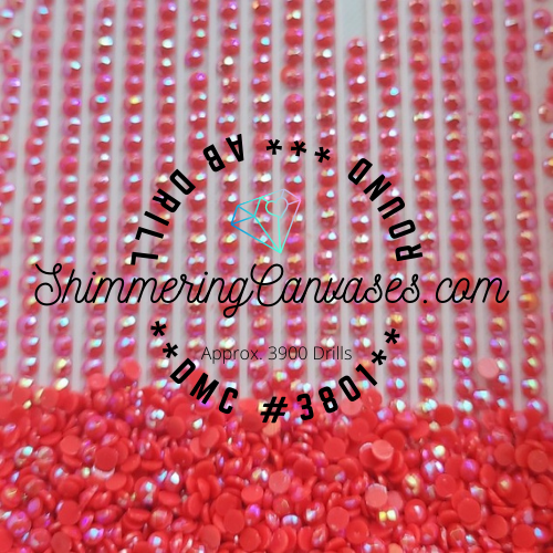 Round AB DMC #3801-Christmas Red, Light