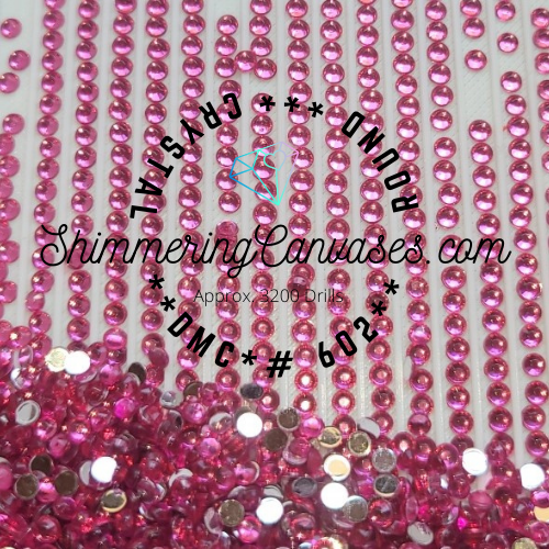 Round Crystal Drills DMC #602 Cranberry, Medium