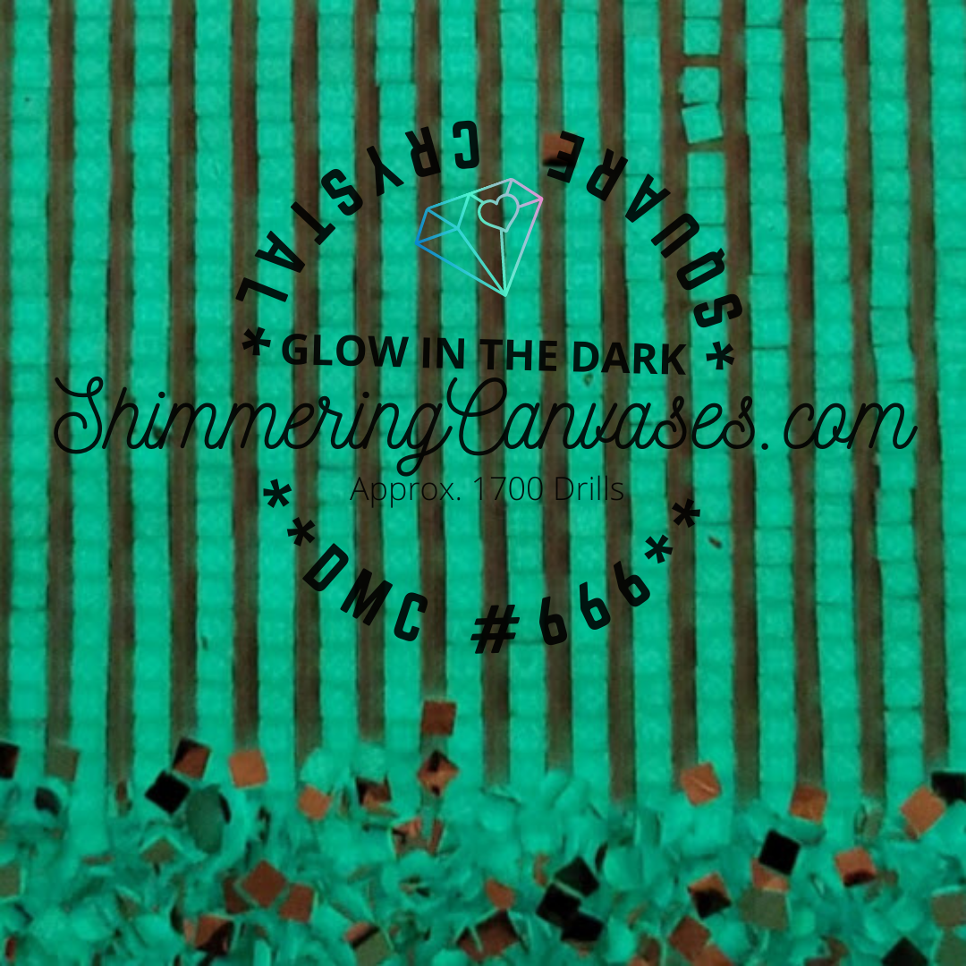 Square Crystal Glow in the Dark Drills DMC #666