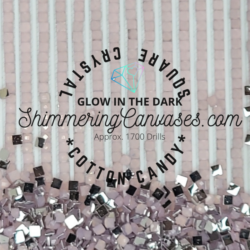 Square Crystal Glow in the Dark Drills Cotton Candy Pink Pearl