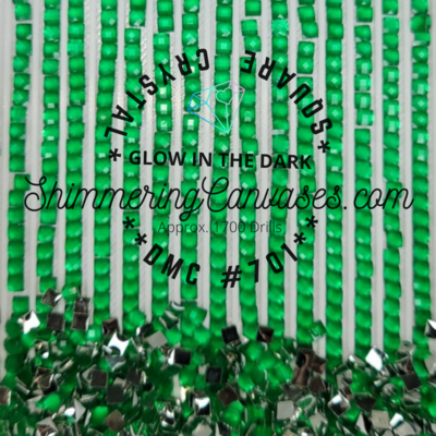 Square Crystal Glow in the Dark Drills DMC #701