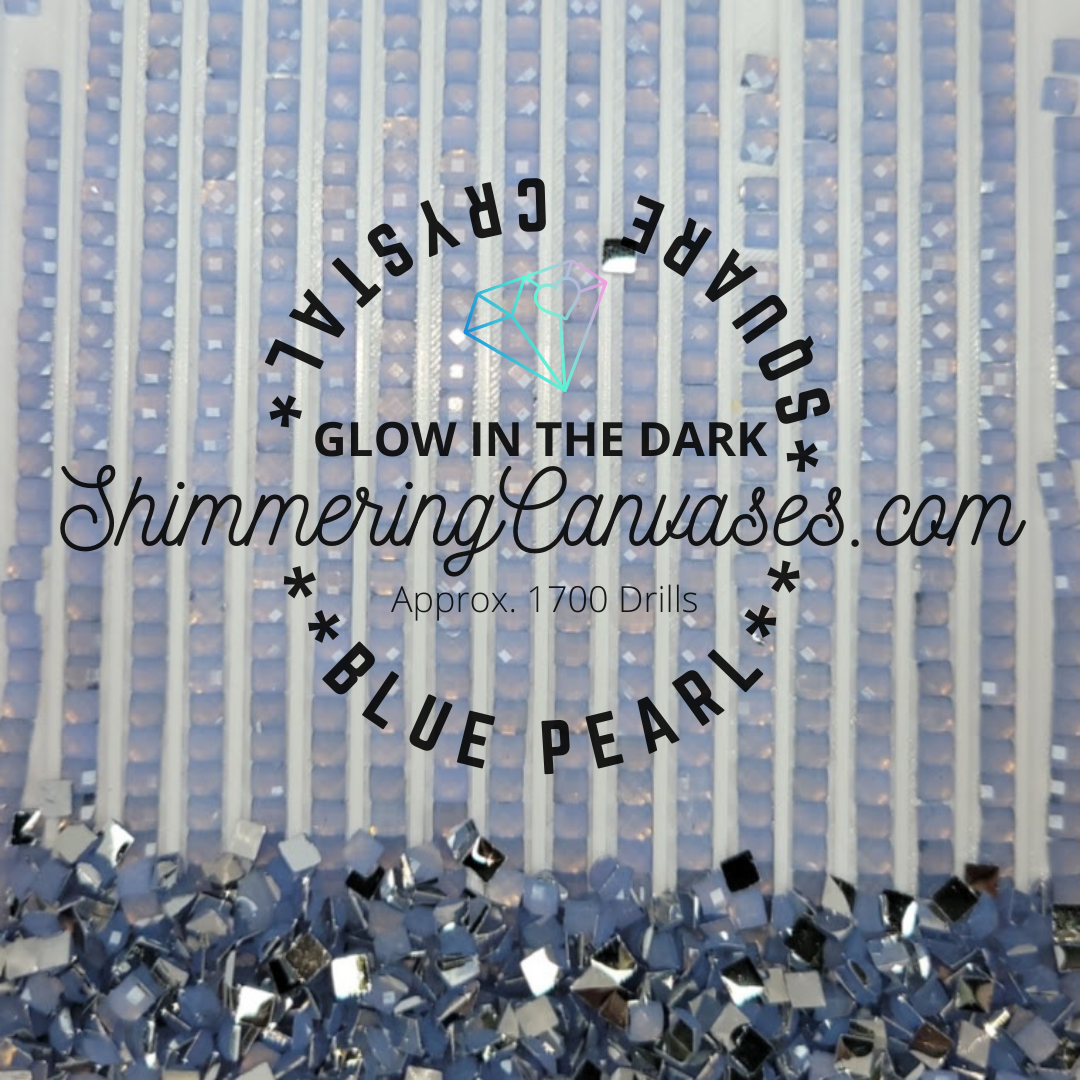 Square Crystal Glow in the Dark Drills Cotton Candy Blue