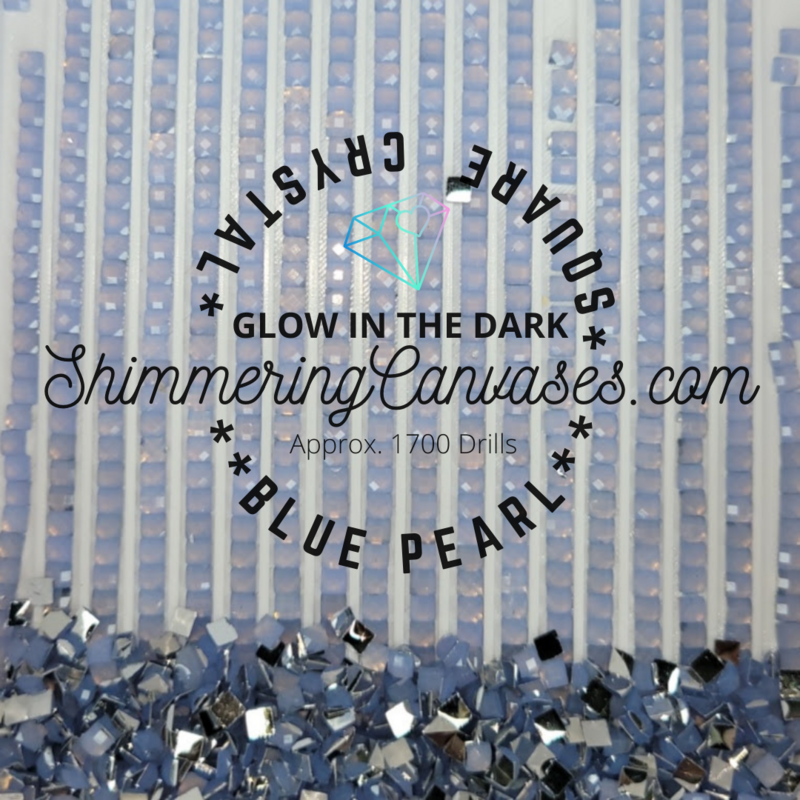 Square Crystal Glow in the Dark Drills Cotton Candy Blue