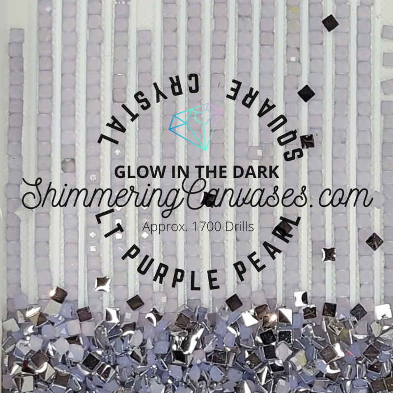 Square Crystal Glow in the Dark Drills Lt Purple Pearl