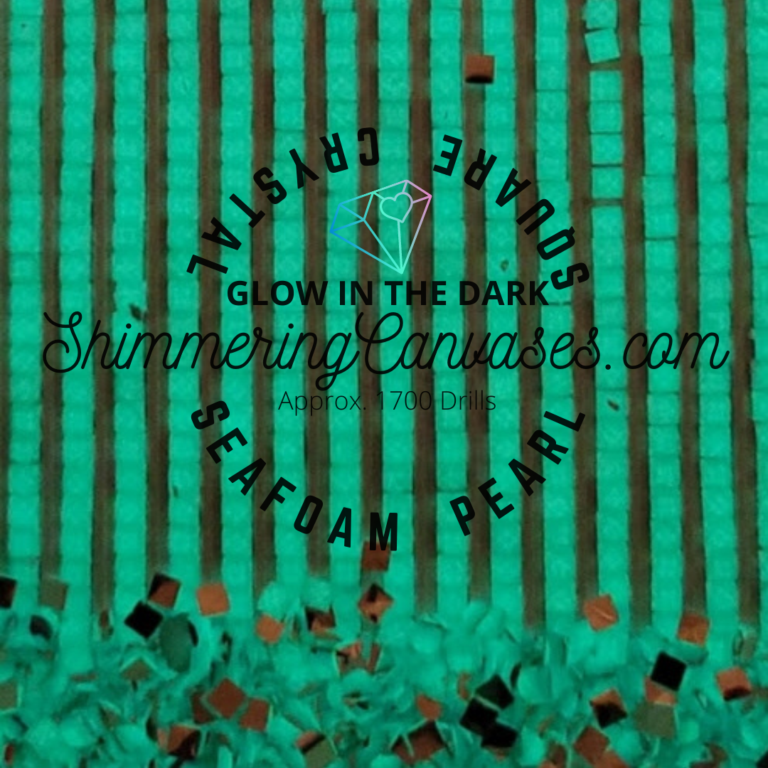 Square Crystal Glow in the Dark Drills Seafoam Pearl