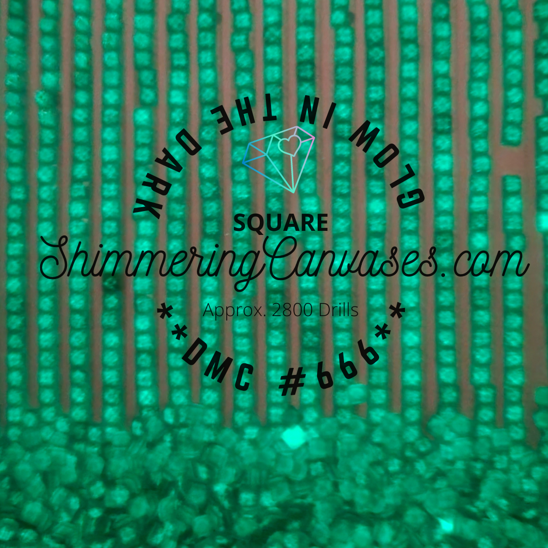 Square Glow in the Dark Drills DMC #666